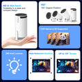 Craft Plus HY300 Pro 8K Android 14 projector displaying a vibrant image on a wall, showcasing its high-resolution projection capabilities.
