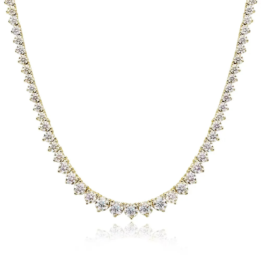 Sterling silver Moissanite tennis necklace with sparkling stones, elegant jewelry piece from Craft Plus.
