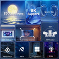 Craft Plus HY300 Pro 8K Android 14 projector displaying a vibrant image on a wall with focus on the device and projected screen.