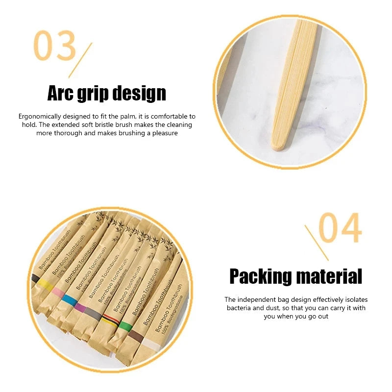 Reusable eco-friendly bamboo toothbrush by Craft Plus with natural bamboo handle and soft bristles.