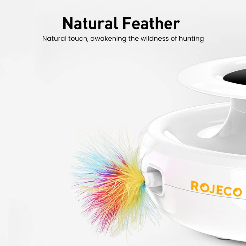 Craft Plus 2-in-1 automatic feather and fun ball for cats and dogs, showing colorful spinning toy with feathers and ball components.