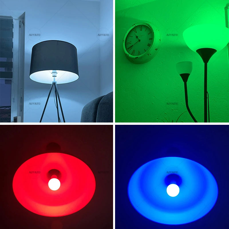Color changing LED light by Craft Plus with music sync feature, glowing with vibrant colors in a modern setting.