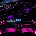 RGB LED strip for car interior lights by Craft Plus with app control, featuring colorful lighting and flexible installation.