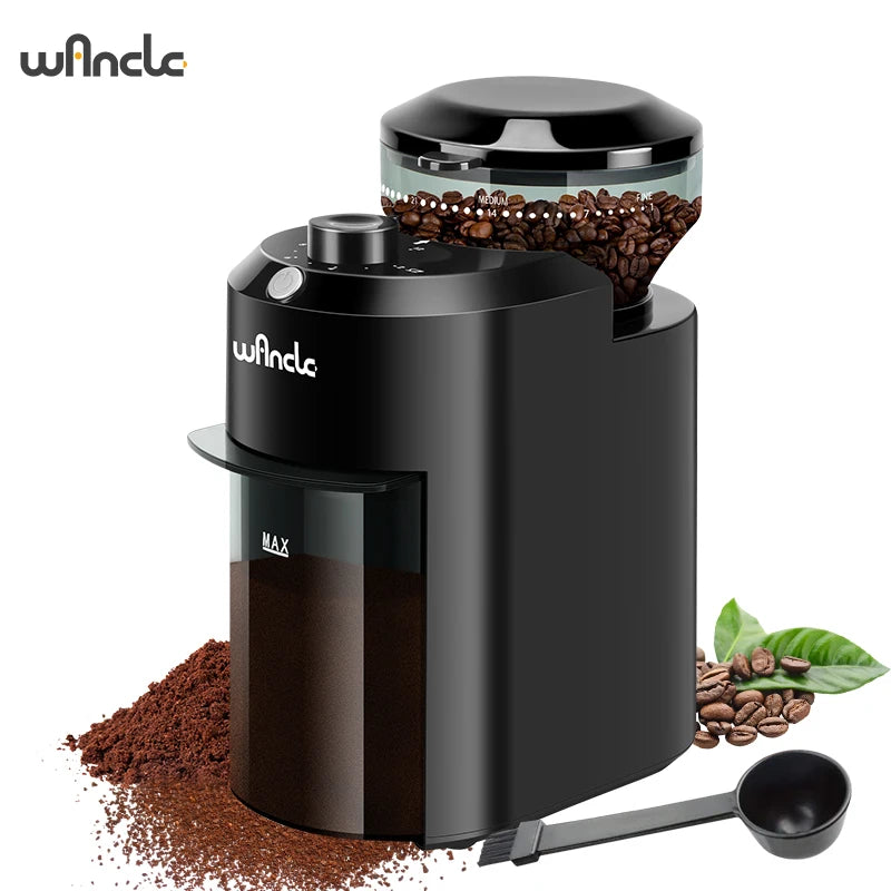 Craft Plus adjustable 28 electric burr coffee grinder machine with stainless steel burrs and digital grind settings.