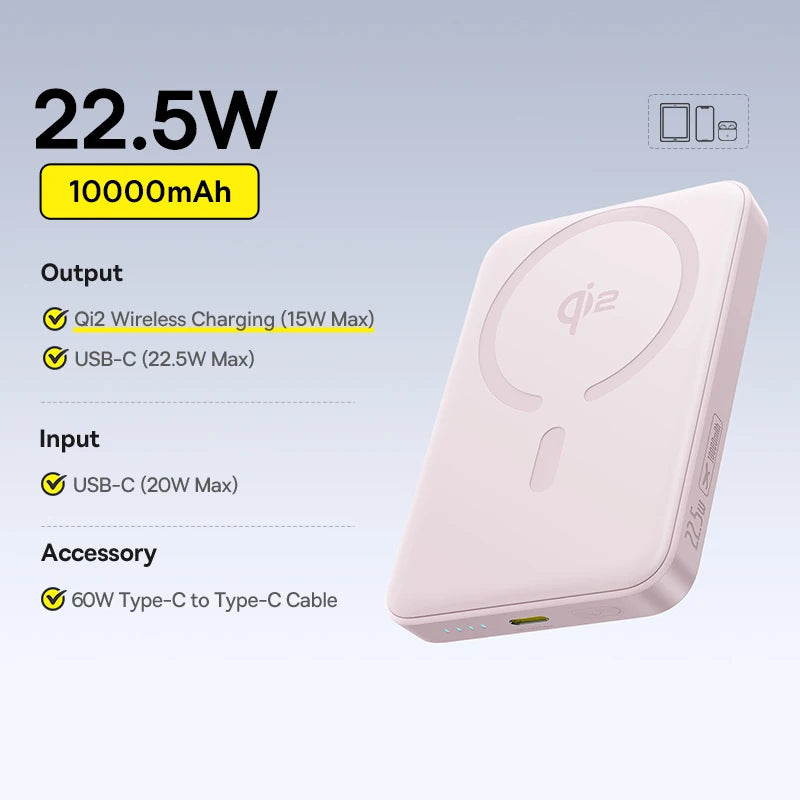 Craft Plus Magnetic Power Bank 10000mAh with sleek design, showing the portable charger connected to a smartphone.