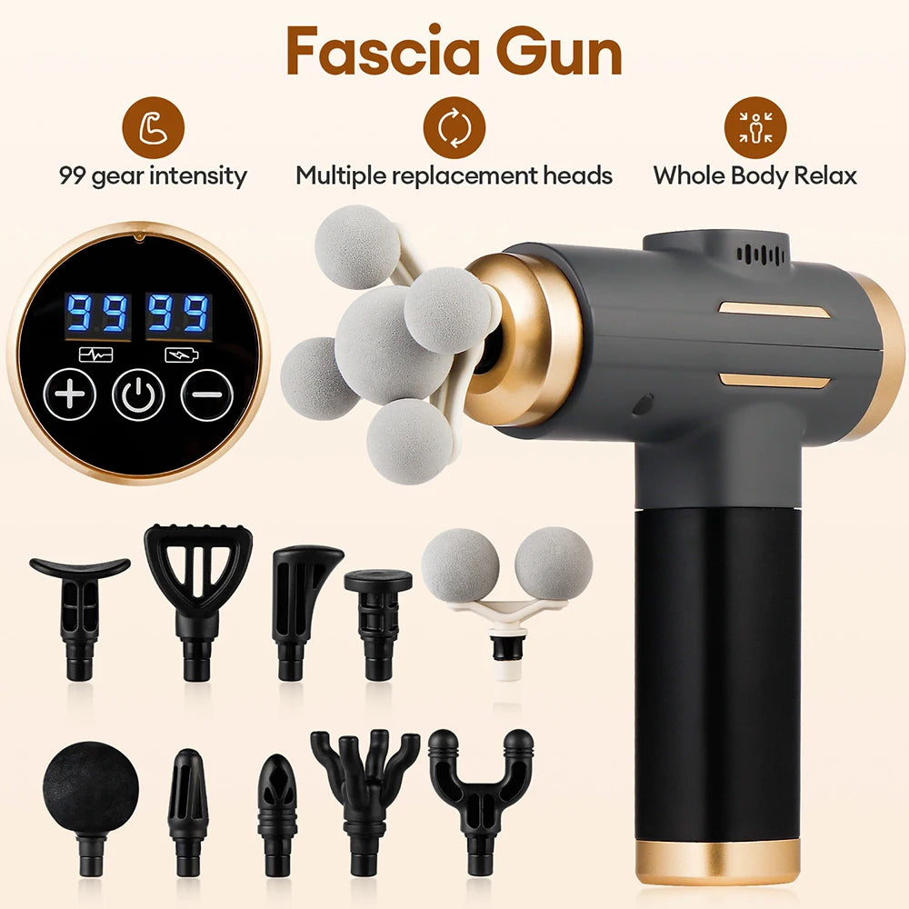 Craft Plus 11-in-1 high-frequency massage gun with multiple attachments for muscle relief and deep tissue relaxation.