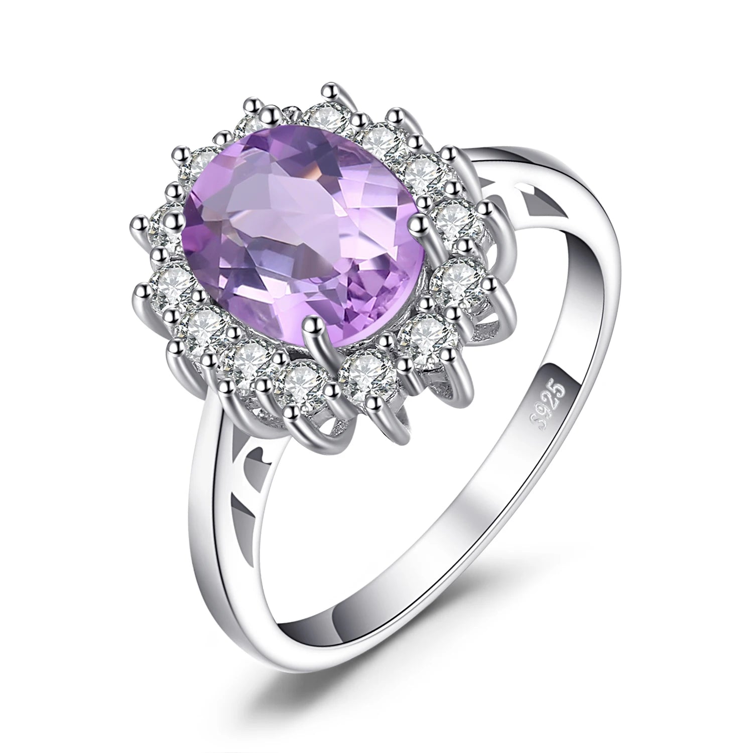 Princess Diana sapphire ring with 925 silver band, featuring a large blue sapphire gemstone and intricate silver detailing.