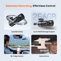 Craft Plus 1440P dash cam with parking monitor shown mounted inside a vehicle, capturing high-resolution road footage.