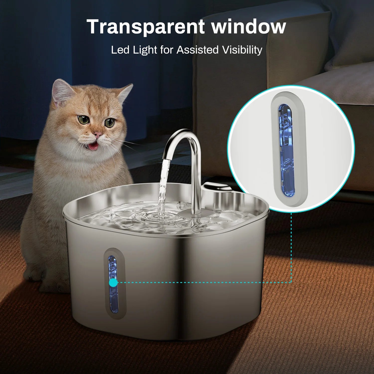 Craft Plus 2.2L automatic cat water fountain with flowing water feature, designed to keep cats hydrated and healthy.