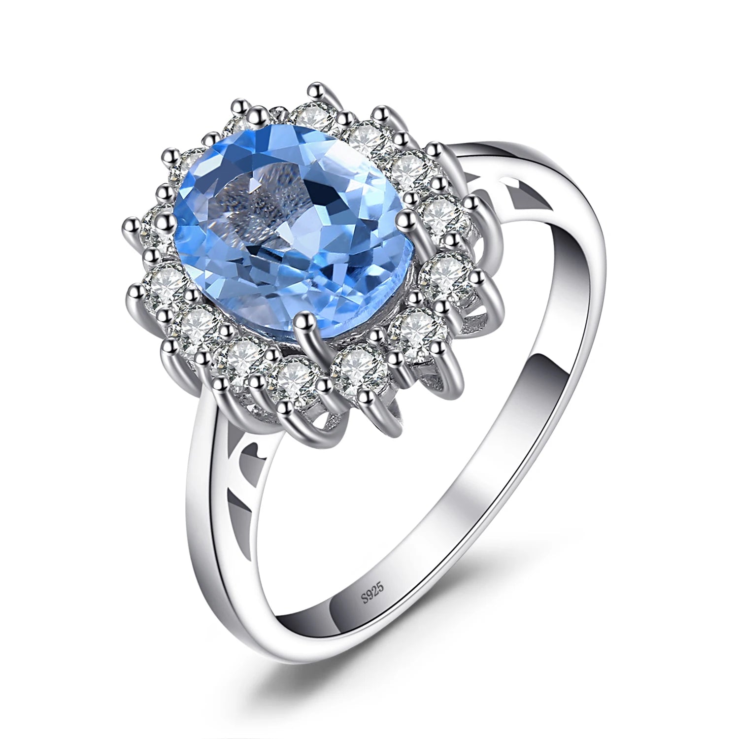 Princess Diana sapphire ring in 925 silver with a blue sapphire gemstone, crafted by Craft Plus.