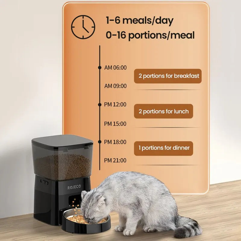 Craft Plus automatic pet food feeder dispenser with clear food container and digital control panel for easy feeding.