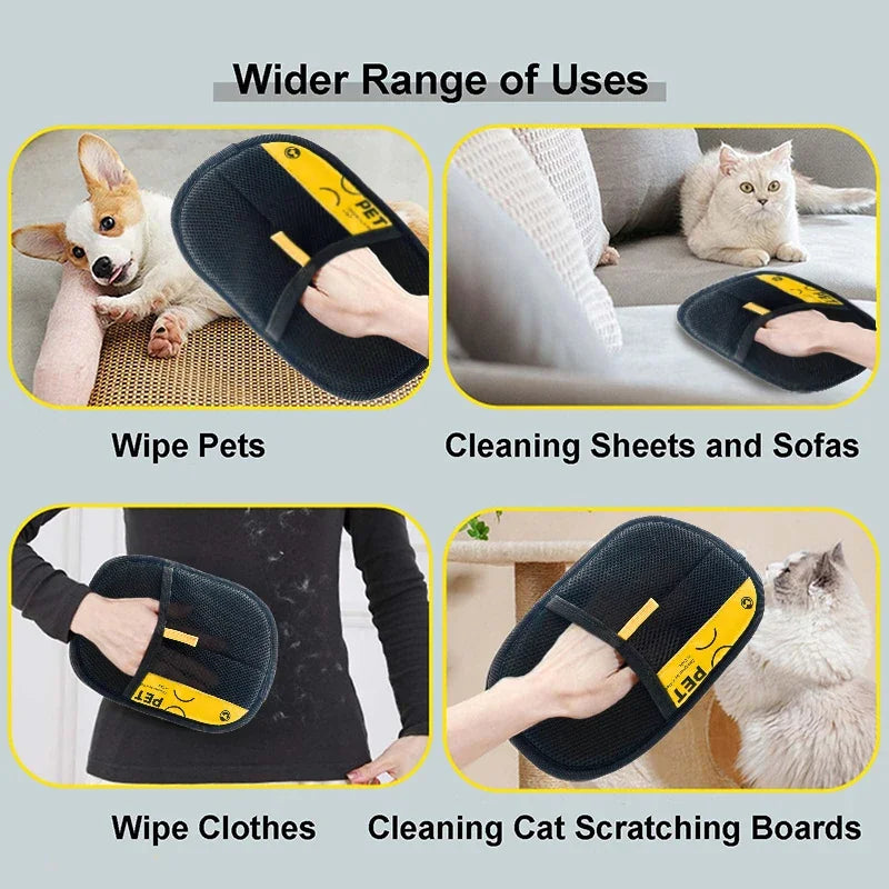 Craft Plus electrostatic pet hair remover grooming gloves showing textured surface for effective fur removal.
