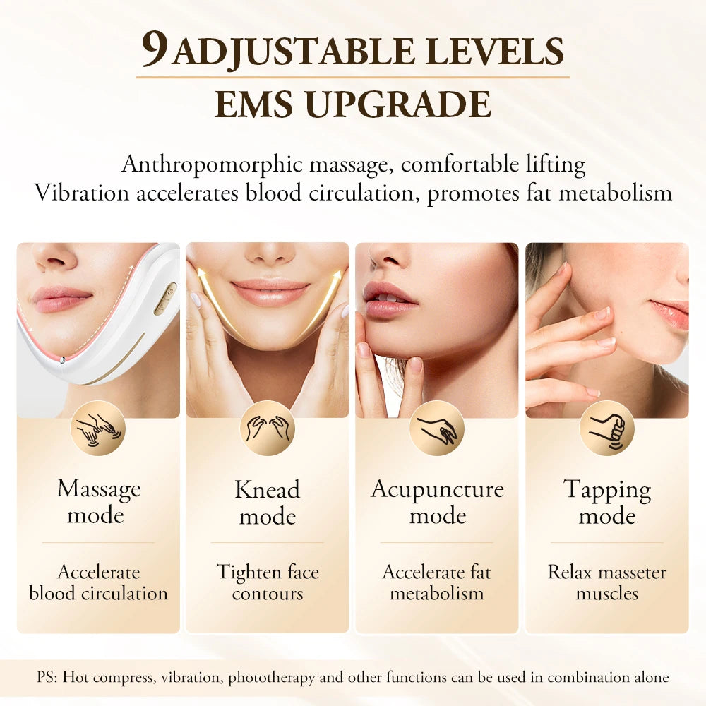 Craft Plus EMS facial slimming and double chin remover device, showing a sleek handheld device with control buttons.