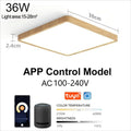 Smart LED ceiling lamp with wood grain finish from Craft Plus, featuring Alexa and Google voice control for modern home lighting.