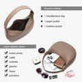 Craft Plus trendy retro women's crossbody bag in tan leather with gold hardware and adjustable strap.