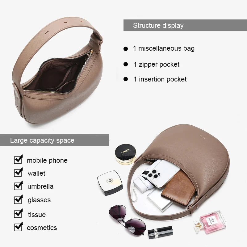 Craft Plus trendy retro women's crossbody bag in tan leather with gold hardware and adjustable strap.