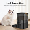 Craft Plus automatic pet food feeder dispenser showing a sleek white container with a dispensing spout for dry pet food