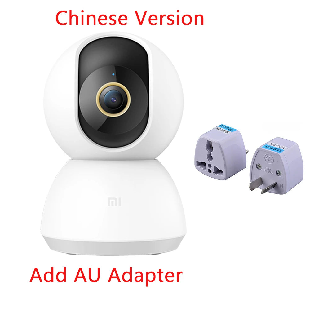 Craft Plus indoor 360 baby monitor camera showing a baby sleeping in a crib with wide-angle view and control buttons.