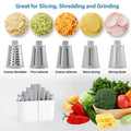 Craft Plus 5-in-1 rotary cheese grater with multiple stainless steel blades for versatile cheese and vegetable shredding.