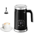 Craft Plus 5-in-1 Milk Frother with LED display showing frothing and heating functions, sleek handle, and stainless steel body.