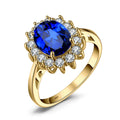 Princess Diana Sapphire Ring in 925 silver featuring a large blue sapphire gemstone and intricate silver detailing.