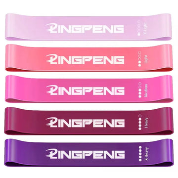 Set of colorful resistance bands for yoga and fitness training from Craft Plus, displayed in a variety of lengths and elastic strengths.