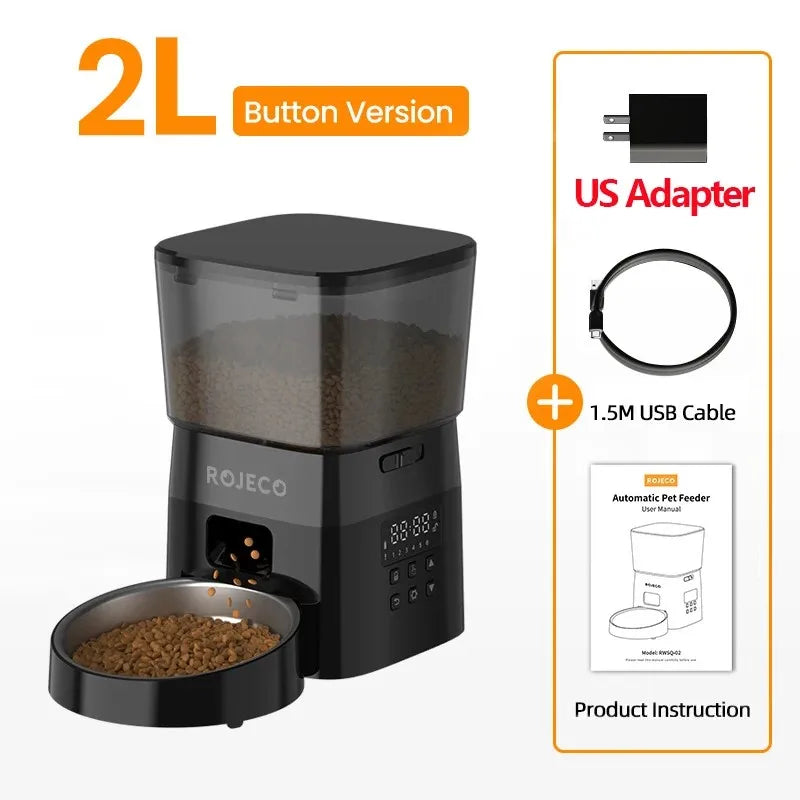 Automatic pet food dispenser by Craft Plus with digital timer and food storage container for easy feeding.