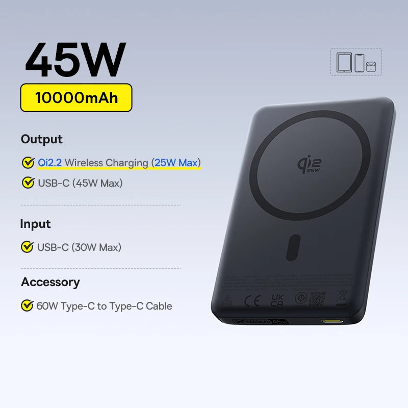 Craft Plus Magnetic Power Bank 10000mAh with sleek design, featuring magnetic charging surface and compact portable build.