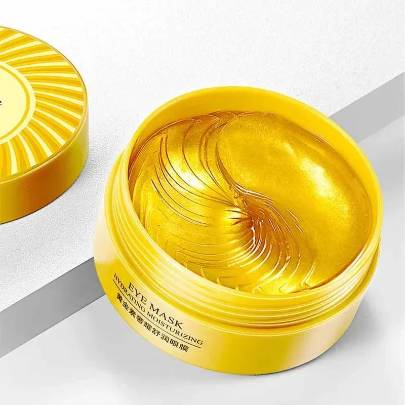 Craft Plus collagen eye mask gel patches for puffiness and wrinkles, showing soothing patches on delicate under-eye skin.