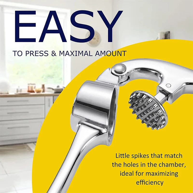 Craft Plus premium stainless steel garlic press with ergonomic handle and durable construction for easy garlic crushing.