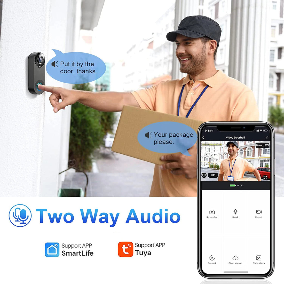 Wireless video doorbell camera by Craft Plus with 1080P HD video, featuring a sleek design and motion detection capabilities.