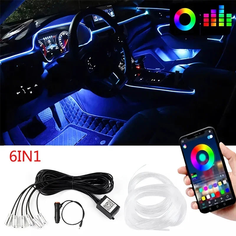 RGB LED car interior light strip by Craft Plus with app control, featuring colorful lighting options and easy installation.