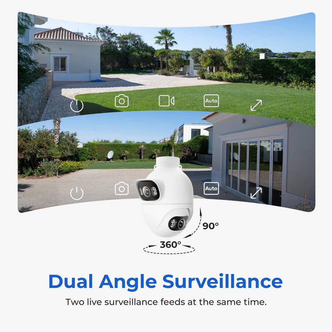 Craft Plus 10MP WiFi security camera with color night vision and human tracking, shown mounted indoors for home security.