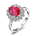 Princess Diana sapphire ring crafted in 925 silver with a prominent blue sapphire gemstone and intricate silver detailing.