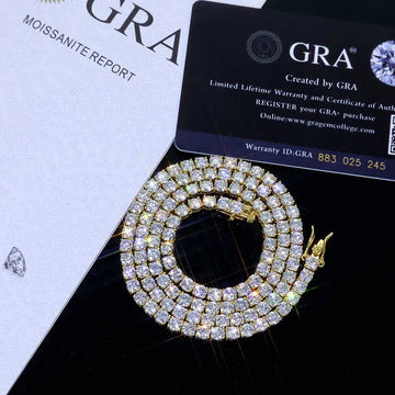 Craft Plus Hip Hop Moissanite Tennis Necklace with sparkling gemstone-studded chain and secure clasp design.