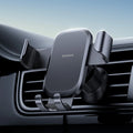 Craft Plus metal air vent mount for smartphones, clip-on design, shown attached to car air vent with a smartphone secured in place.