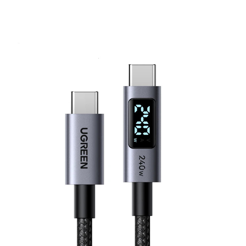 Craft Plus digital display fast charging Type-C cord showing a close-up of the connector and digital charging indicator.