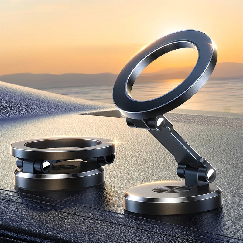 Magnetic car phone holder mount by Craft Plus attached to a vehicle dashboard with a smartphone secured in place