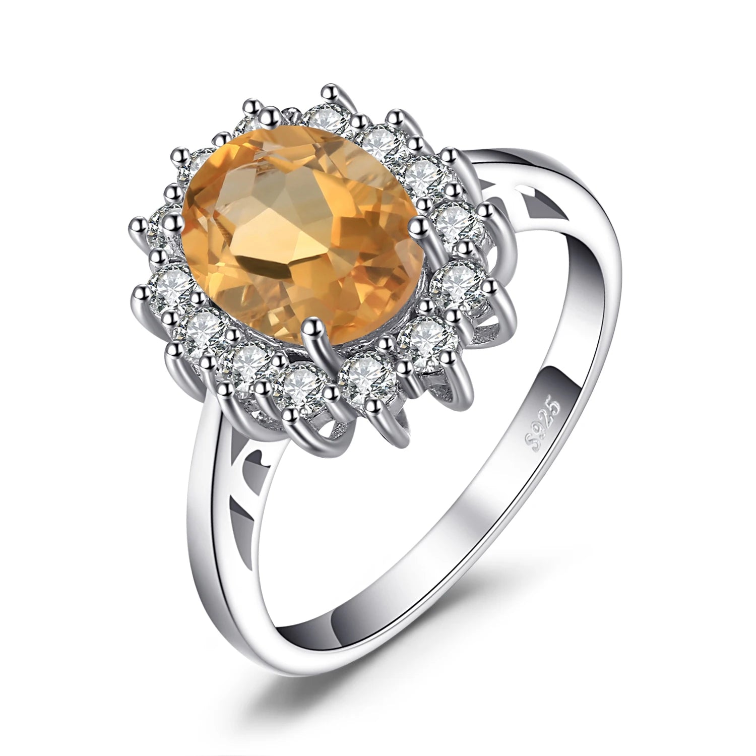 Princess Diana sapphire ring crafted in 925 silver with a large central blue sapphire gemstone and elegant design.