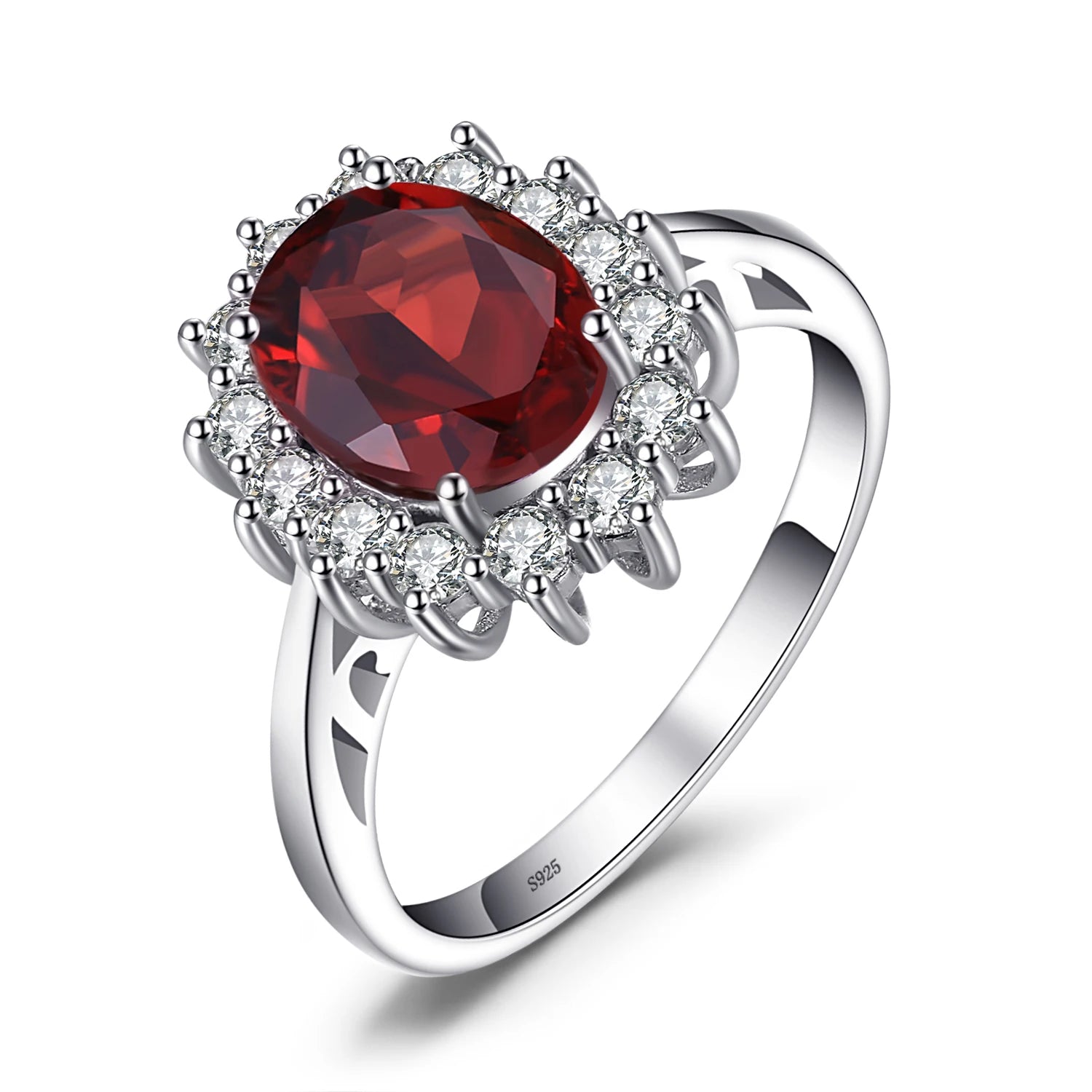 Princess Diana sapphire ring crafted in 925 silver with a prominent blue sapphire gemstone and elegant silver band.