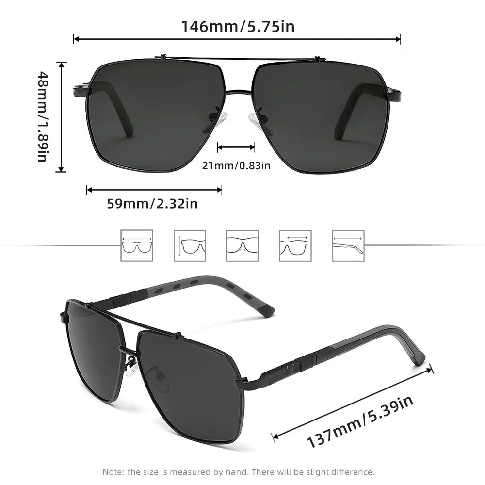 Craft Plus UV400 polarized driving glasses for men and women with sleek black frames and polarized lenses for sun protection.