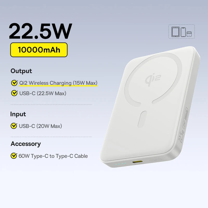 Craft Plus Magnetic Power Bank 10000mAh with sleek design and USB ports for portable charging, shown in the product image.