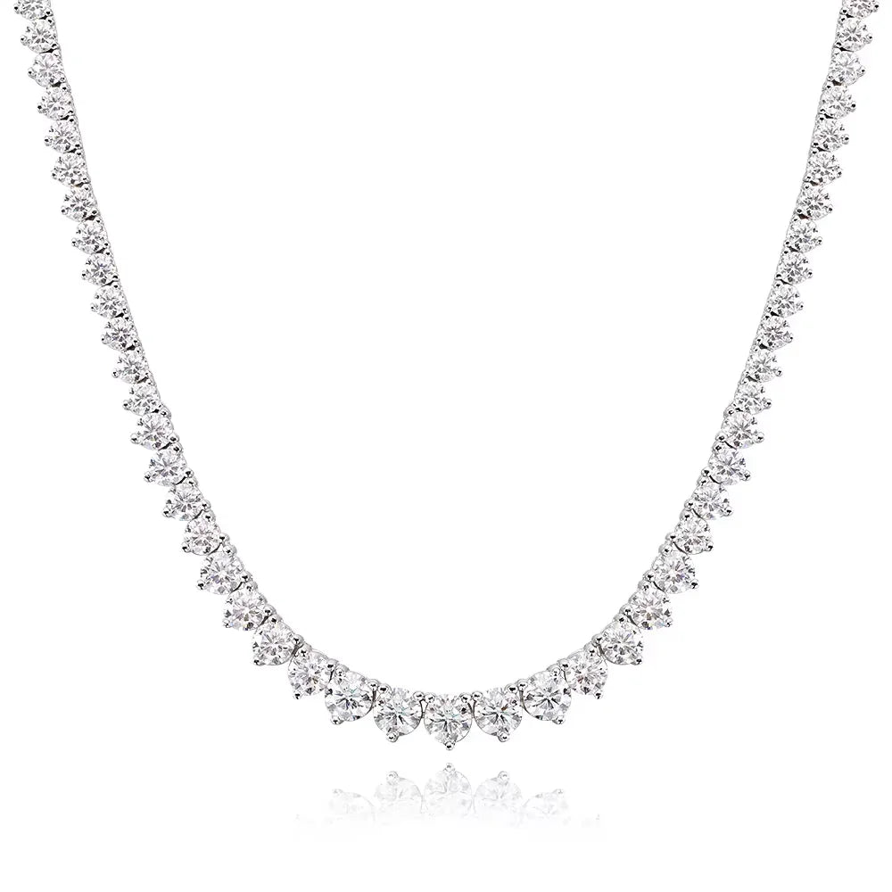 Sterling silver moissanite tennis necklace with sparkling gemstones, elegant jewelry piece from Craft Plus.