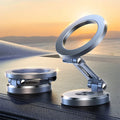 Magnetic Car Phone Holder Mount by Craft Plus, showing a sleek black device securing a smartphone in a vehicle dashboard mount
