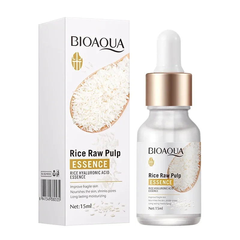 Craft Plus Rice Essence Hyaluronic Acid Brightening Face Serum bottle with clear labeling and dropper applicator.
