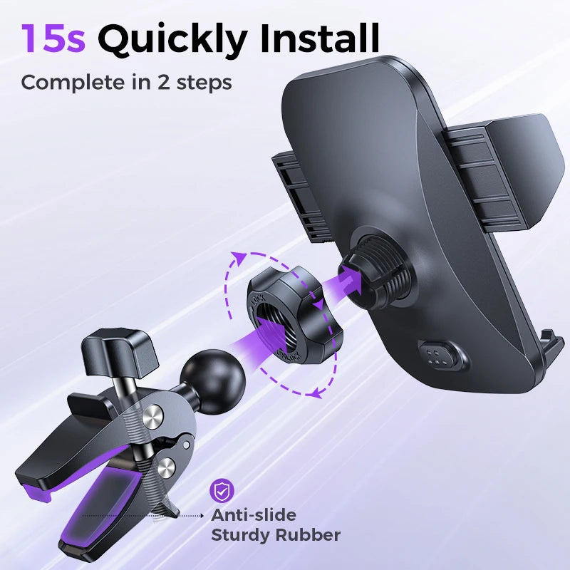 Craft Plus upgraded military-grade car phone holder securely grips smartphones for vehicle use, with durable design and easy installation.