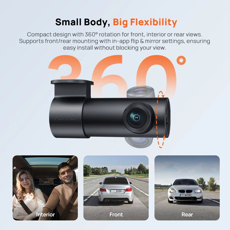 Craft Plus 1440P dash cam with parking monitor mounted inside a vehicle, showing compact design and high-resolution camera lens