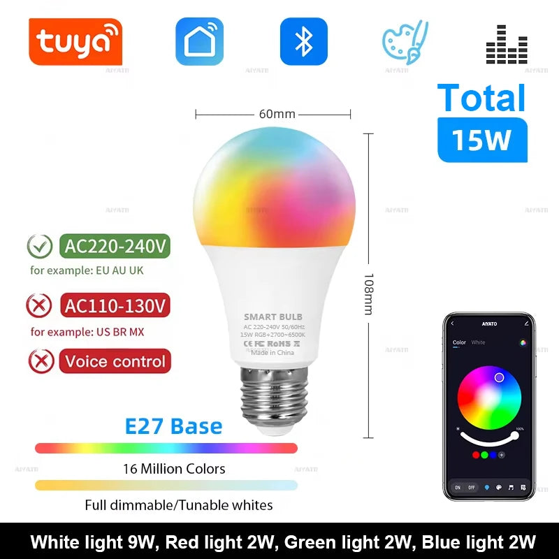 Color changing LED light by Craft Plus with music sync feature, showing vibrant multi-colored lighting in a modern living space.