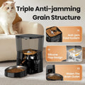 Automatic pet food feeder dispenser by Craft Plus, showing a sleek device with food compartments and digital controls.