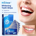 Craft Plus 9D Gel Teeth Whitening Strips applied on teeth, showcasing their transparent, flexible design for brightening smile.